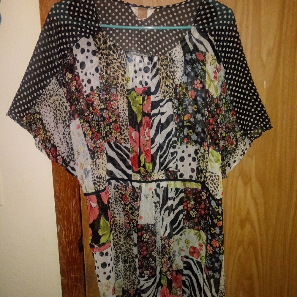 Multi pattern blouse